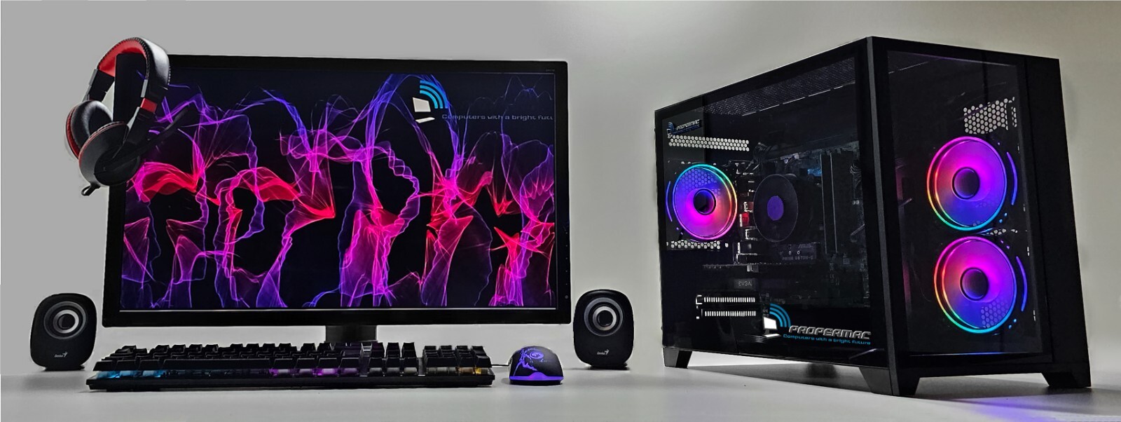 Fast Gaming PC Bundle 24"" i7 16 GB DDR4 512 GB SSD+1TB HDD RTX 5060 WIFI Cube W1