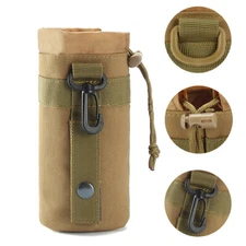 Tactical Molle Water Bottle Pouch Drawstring Bottle Holder Hydration Carrier Bag