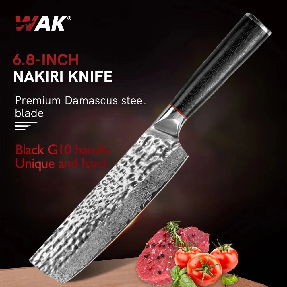 Professional Damascus Steel Kitchen Nakiri Knife 6.8 Inch Small Chef Knife With