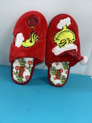 Mr. Grinch Slippers Slightly Used Size 9 To 10