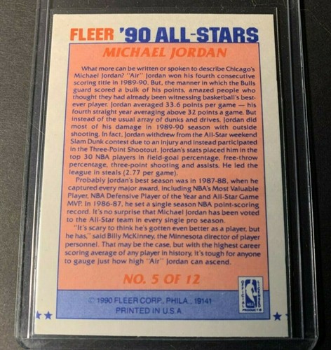 Fleer All-Stars Michael Jordan 1990 5 de 12 tarjeta perfecta a la calidad! JUST PULLED - Imagen 4 de 4