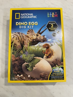 Brand New- National Geographic Dino Egg Dig Kit- Excavate 2 Dinosaur Eggs