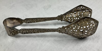 Vintage Ugo Bellini Italienisch Gothic Servierzange Florentiner Blumenblatt Besteck