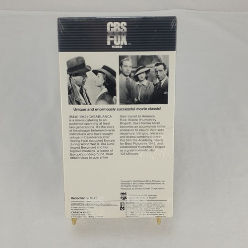 Casablanca VHS 1984 Bogart Bergman CBS FOX Released 1942 Watermark New Sealed - Picture 3 of 10