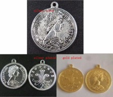 40pcs Silver Color/Silver Plated New Pence Coin Charms Jewelry DIY 30x26mm 11705