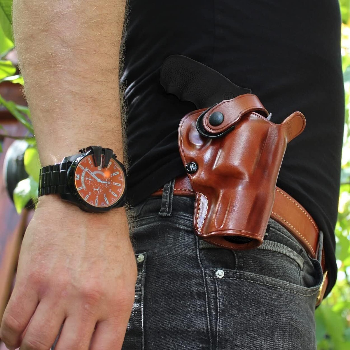 Leather Paddle Holster For S&W N-Frame Model 29/629 .44 Mag With 3” Barrel – Right Hand