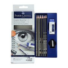 Faber-Castell Graphite Sketch Pencil, Set of 6, Sharpener  Eraser