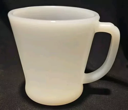 Vintage Fire King Coffee Mug Cup Oven Ware Creamy White D Handle Collectible