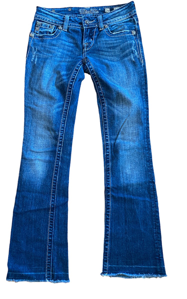 【大人気】MissMe デニムパンツ　ブーツカット スパンコール W24 y2k Miss Me Angel Wing Boot Cut Jeans Flap Pkt Distressed Bling