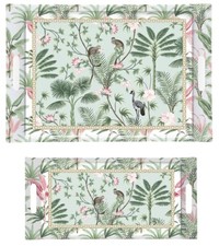 Dekoratives Tablett "Wild Tropical" Dschungel Kronenkranich 2 Größen Affe Palme