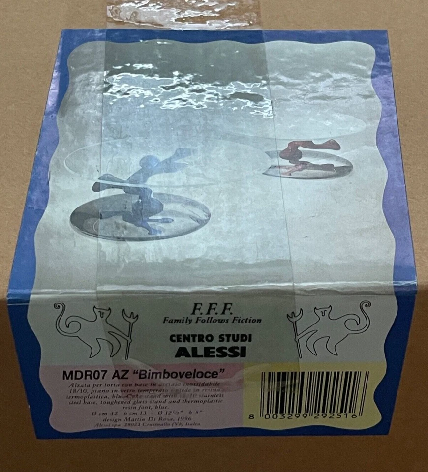 ALESSI Bimboveloce Plato para Pasteles Soporte Bandeja de Vidrio por Mattia Di Rosa NUEVO EN CAJA RARO Foto 2 de 3