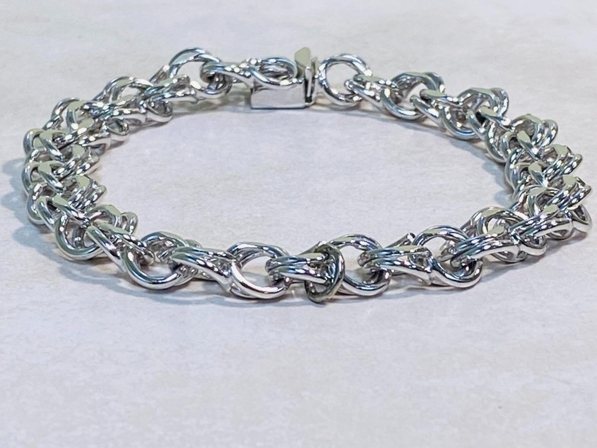 JB PAT 3308517 Silver Plated Double Curb Link Bracelet 8 JB PAT 3308517 Silver Plated Double Curb Link Bracelet 8