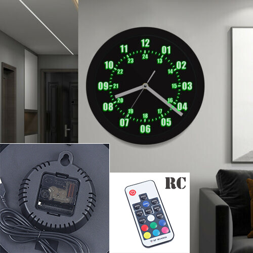Reloj de Pared Retro Patrón Militar con Pantalla LED 12/24 Horas 7 Colores Retroiluminación - Imagen 9 de 18