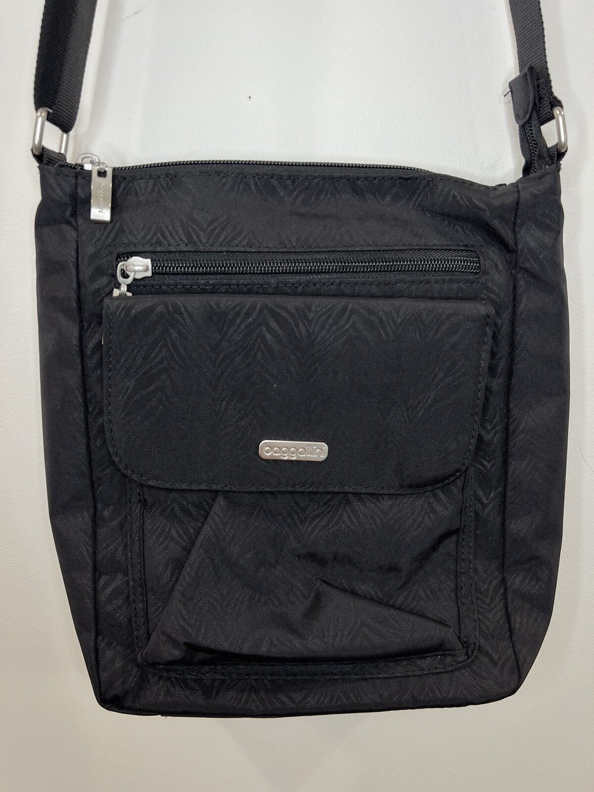 Baggallini Town Bag Crossbody Black Zebra Emboss Gem