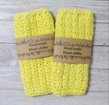 crochet handmade wash cotton face cloth spa bath reusable sunflower yellow