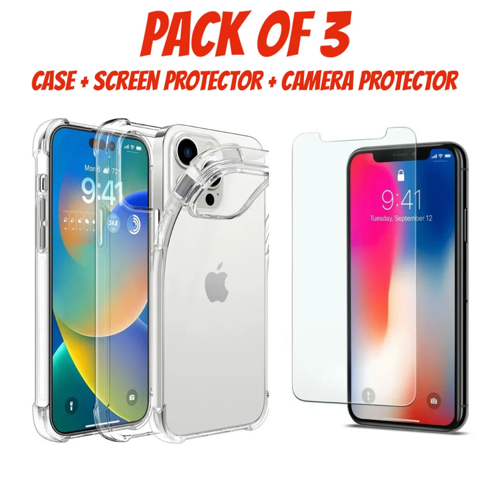Case For iPhone 15 14 Pro Max Plus 13 11 12 7 8 XR Clear Shockproof Phone Cover - Image 2 of 4