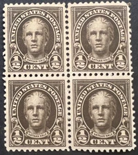 Scott#: 551 - Nathan Hale ½¢ 1925 BEP Block of Four MOG F/VF - Lot 7