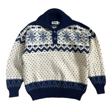 Maria Lammi Fair Isle Knit Nordic Wool Sweater Kid 10/M 140 Blue Made in Finland