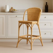 Todo Bar Stool Natural Rattan 66cm Counter Height Cane Frame French Bistro