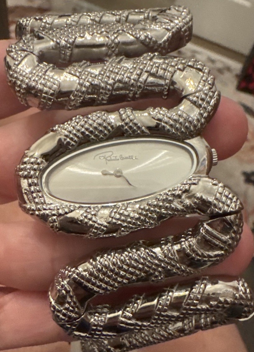 Roberto Cavalli Snake Wrap Watch Silver Cleopatra Timepiece NWT | eBay