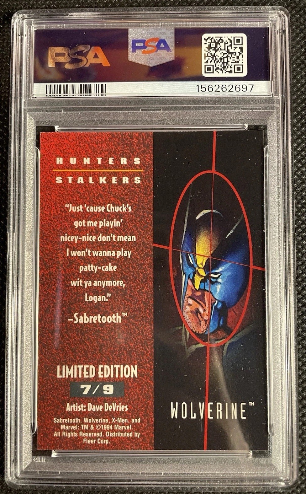 Wolverine 1995 Fleer Ultra Hunters And Stalkers Rainbow Insert Chase PSA 9 MINT view 2