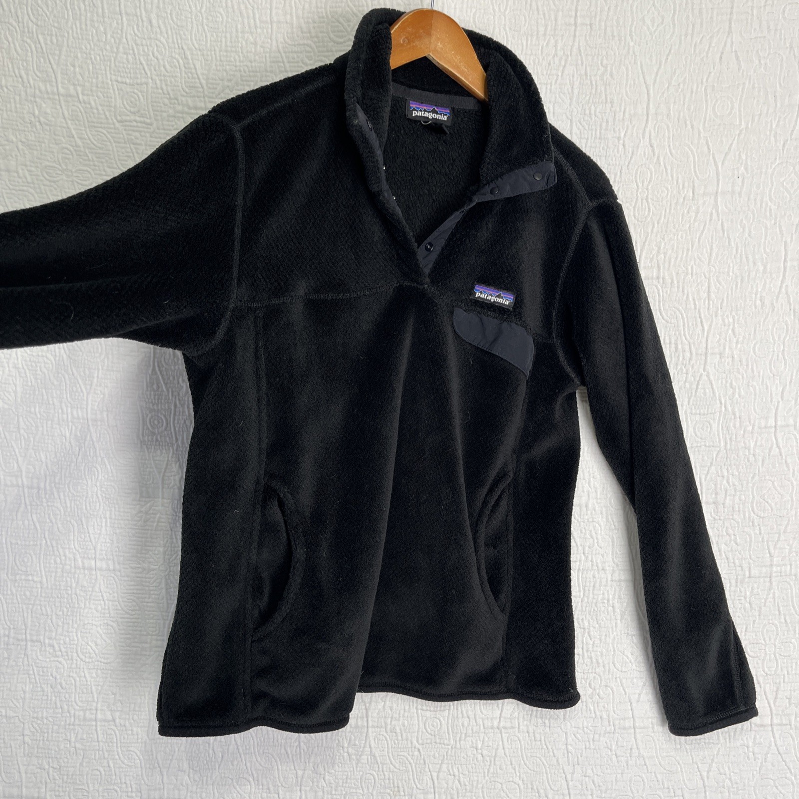 Patagonia Womens L Jacket Black Synchilla Snap T Fleece Pullover Kangaroo Pocket thumbnail 10
