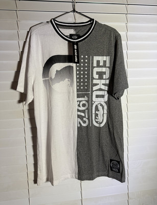 Ecko Unltd. Men's M Gray/White Colorblock Graphic Print Crew Neck T-Shirt