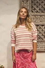 Weird Fish Liah Pointelle Striped Crew Neck Jumper