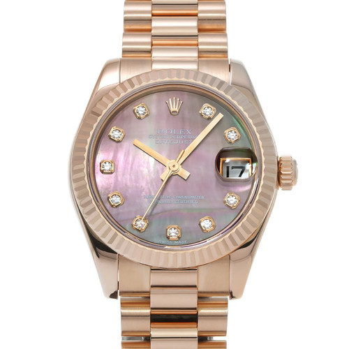 Rolex Datejust 178275NG 31mm Pink Gold Black Wristwatch #WW309