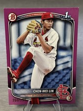 🔥⚾️CHEN-WEI LIN 2025 Bowman Prospects 1st Fuchsia Border /299 #CARDINALS!!!⚾️🔥