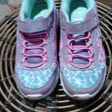 Athletic Works Girls Purple/Pink/Blue Glitter Heart Sneaker Hook Loop 4