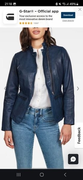 Herren G-Star Raw Jacke Navy Leder 34
