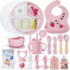 Remonda 23-Piece Bpa-Free Silicone Baby Feeding Set Extra Large Suction Plates