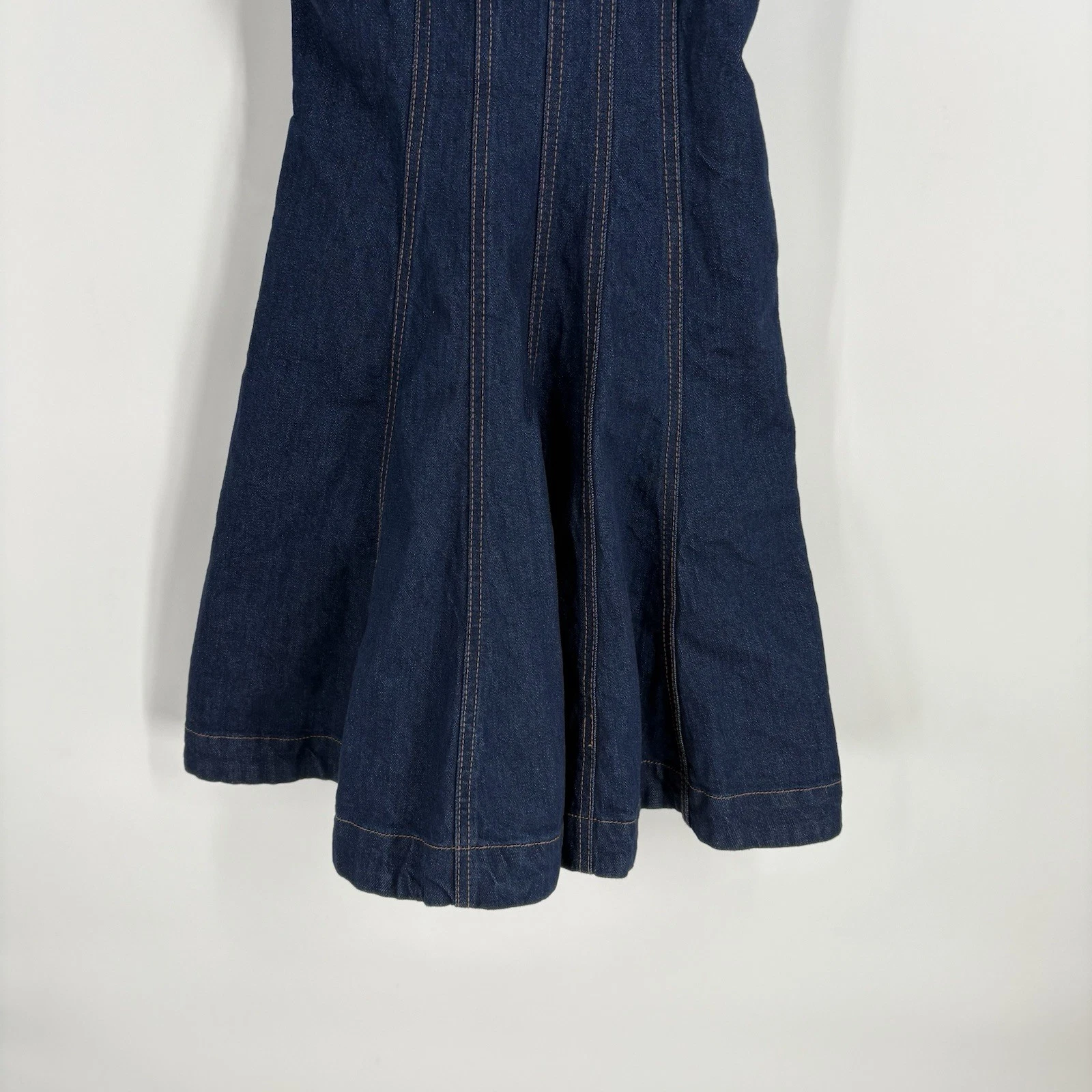 Mini abito donna jeans Kate Spade X Target 0 lavaggio scuro aderente svasato plissettato preppy