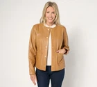 Susan Graver Women's Jacket Sz 12 Timeless Genuine Leather Braided Brown A670982