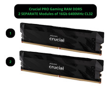 Crucial PRO Gaming RAM DDR5 - 2 moduli separati da 16GB - 6400MHz CL32 Intel AMD