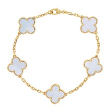 Van Cleef & Arpels 5 Motif MOP Bracelet Vintage Alhambra 18k Yellow Gold