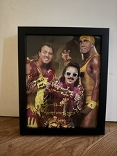 JIMMY HART & BRUTUS THE BARBER BEEFCAKE WWF FRAMED AUTO SIGNED 8X10 PHOTO COA