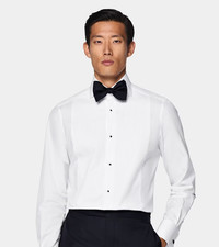 SuitSupply formal tuxedo shirt mens 39 15 1/2 white French cuff bibbed slim fit