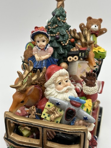 Fitz & Floyd Merry Christmas Music Box Santa Car w/Gifts Toys Reindeer Tree Dogs - Picture 2 of 10