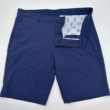 Tommy Bahama Performance Shorts Mens 33 Blue Micro Check Flat Front Stretch Golf