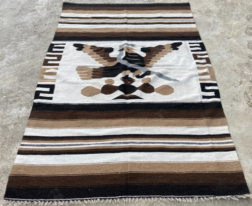 Vintage Handmade Traditional Lovely Mexican Kilim Floor Rug Carpet 193x124 cm