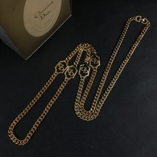 EGA Christian Dior CD Logo Gold Tone Long Chain Necklace/6CC1448