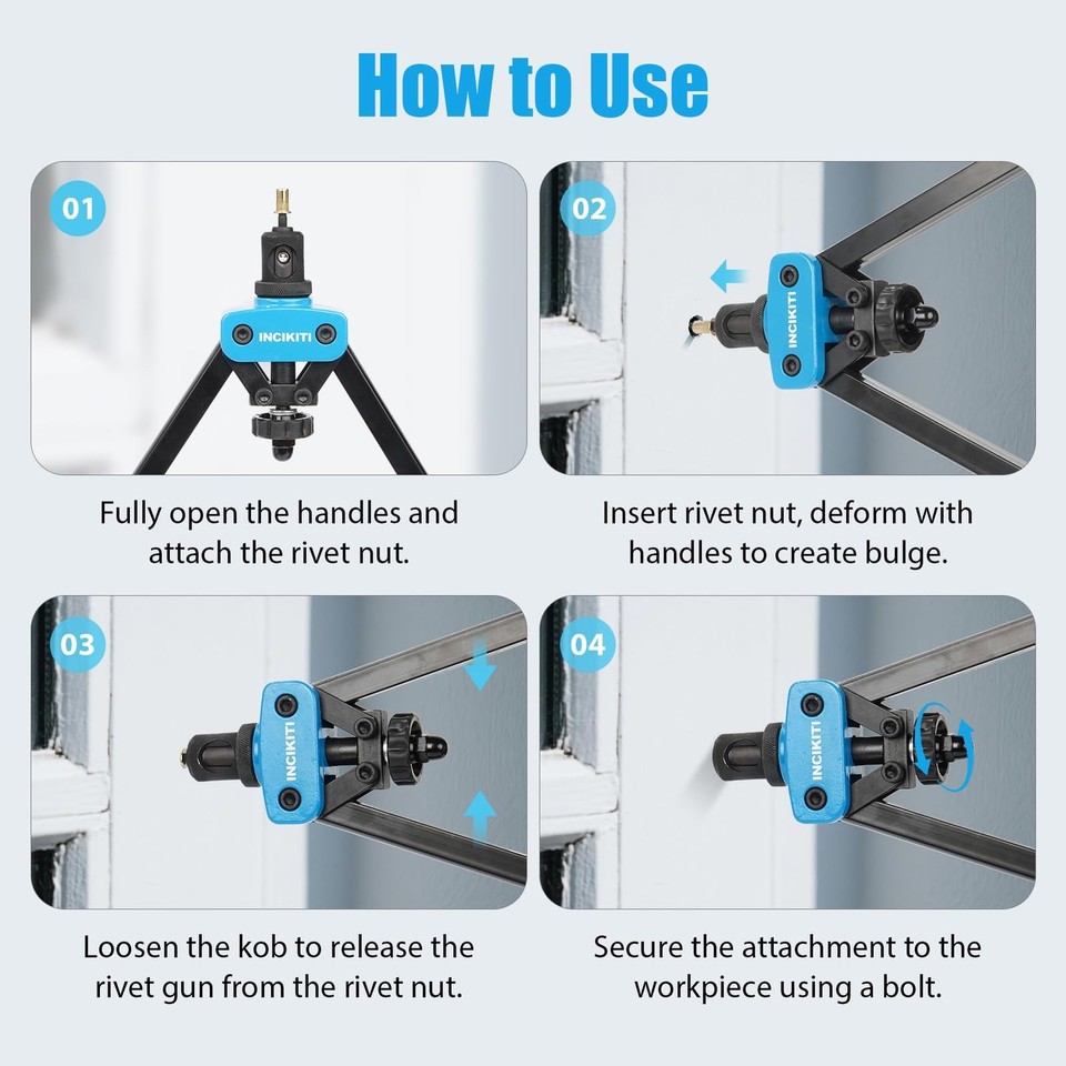 Rivnut Tool Kit Rivet Nut Gun 14 Rivet Nut Tool with 150pcs Rivnut ...