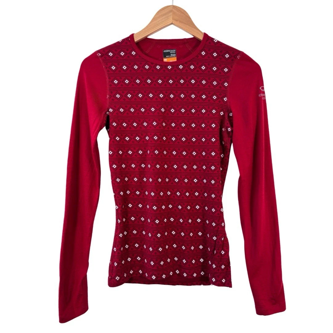 Icebreaker Bodyfit 200 Top Size XS Merino Base Layer Long Sleeve Red Geometric
Opens in a new window