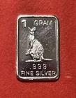 Fine Silver Art Bar With Cute Kangaroo & Baby Joey! 1 Gram .999 Pure Silver!