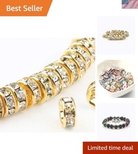 Rondelle Spacer Beads for Jewelry Making, Rhinestone Spacer Beads Crystal Bea...