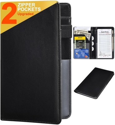 Server Books for Waitress - Leather Waiter Book Server Wallet with Zipper Pocket