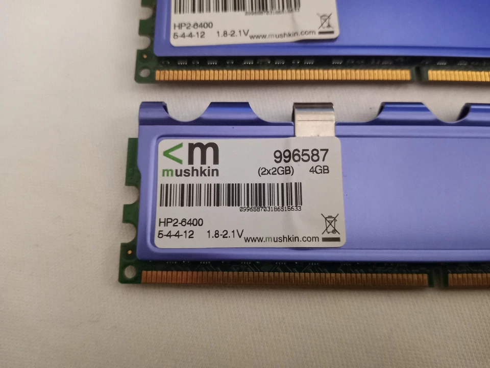 4GB 2x2GB MUSHKIN ENHANCED DDR2-800 996587 HP2-6400 PC2-6400 Ram Memory Kit DIMM - Image 2 of 3