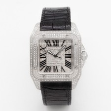 Cartier Santos 100XL Iced Out 2656, 38x51mm, Lederband, U83. 26747